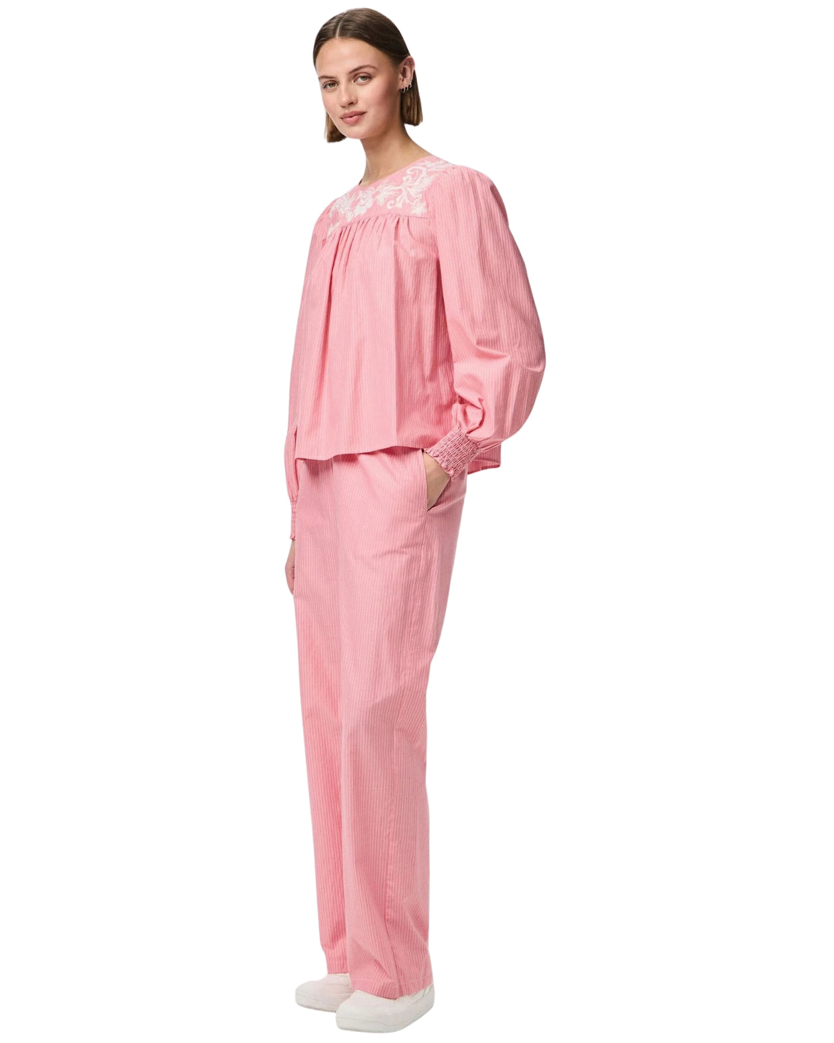 Lyserød - Pink Lemonade - Cloud Dancer - Pieces - Bukser - Striber - 17156346