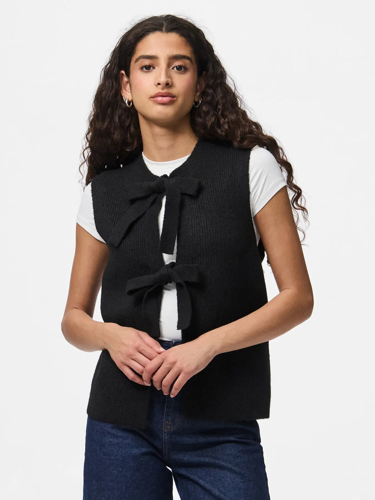 Sort black Striktrøje fra PIECES - 17156680