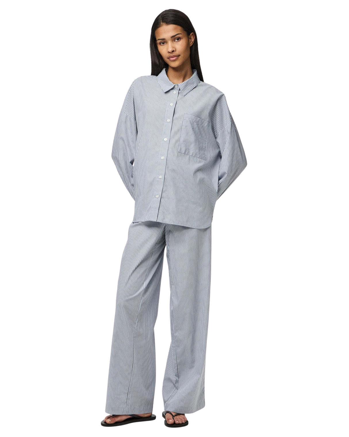 Blå - Cashmere Blue - Morel - Pieces - Bukser - Striber - 17158470