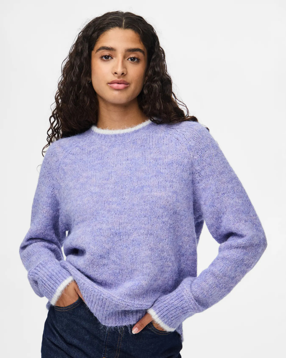 PIECES Baby Lavender WHITE CONTRAST Striktrøje - 17158933