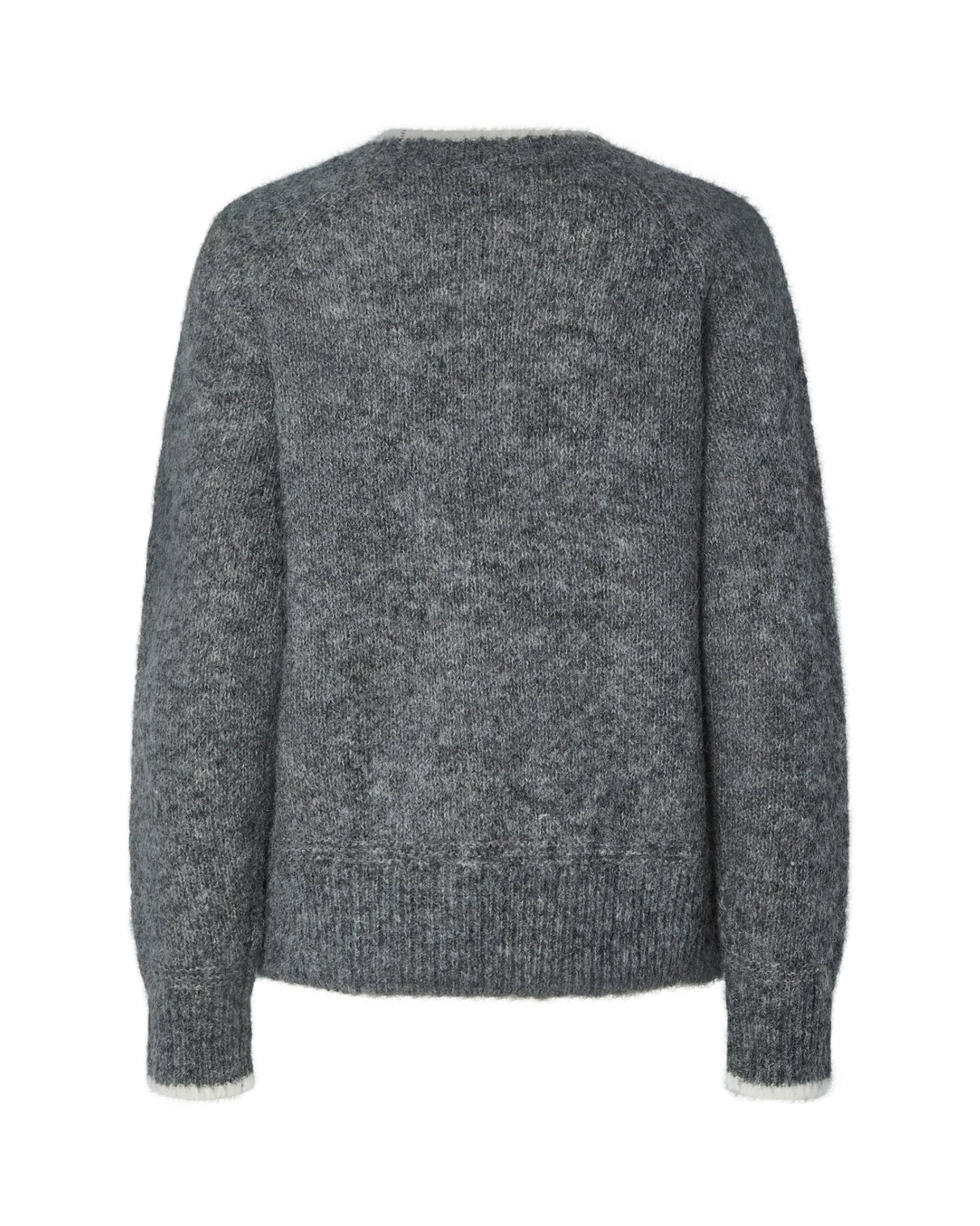 PIECES Medium Grey Melange WHITE CONTRAST Striktrøje - 17158933