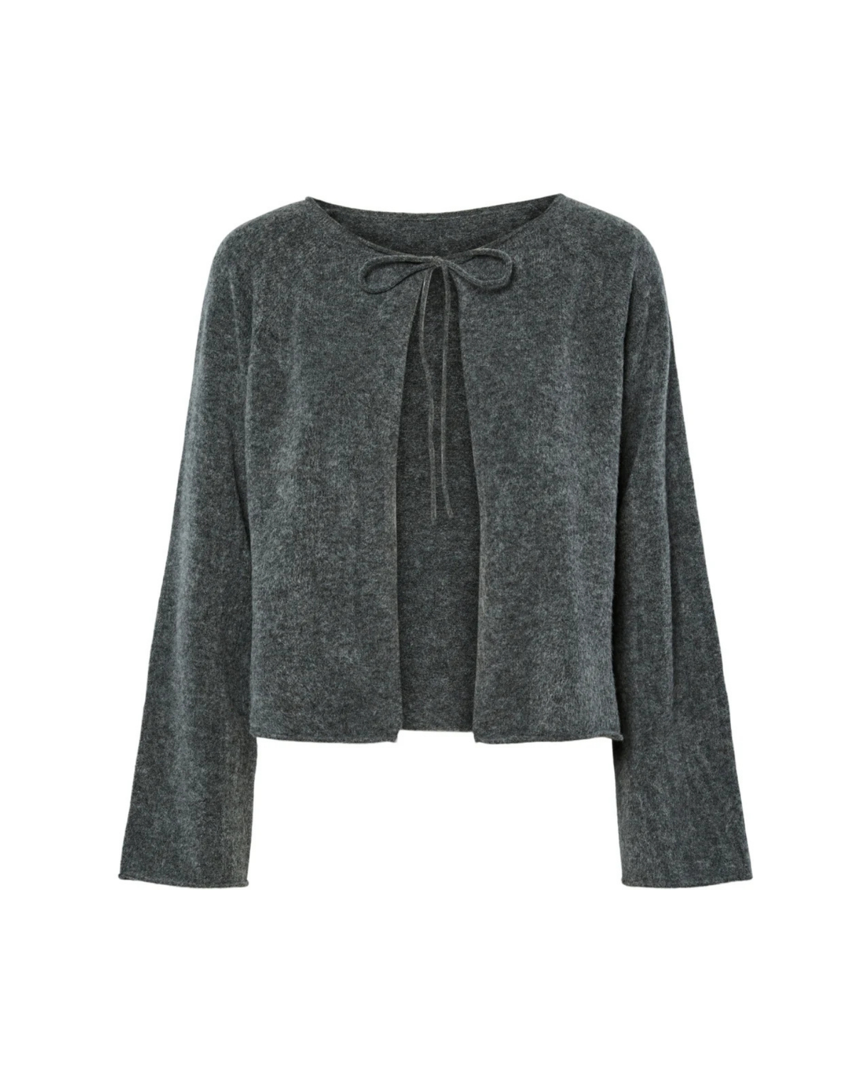 Grå - Medium Grey Melange - Pieces - Cardigan - Strik - 17159160