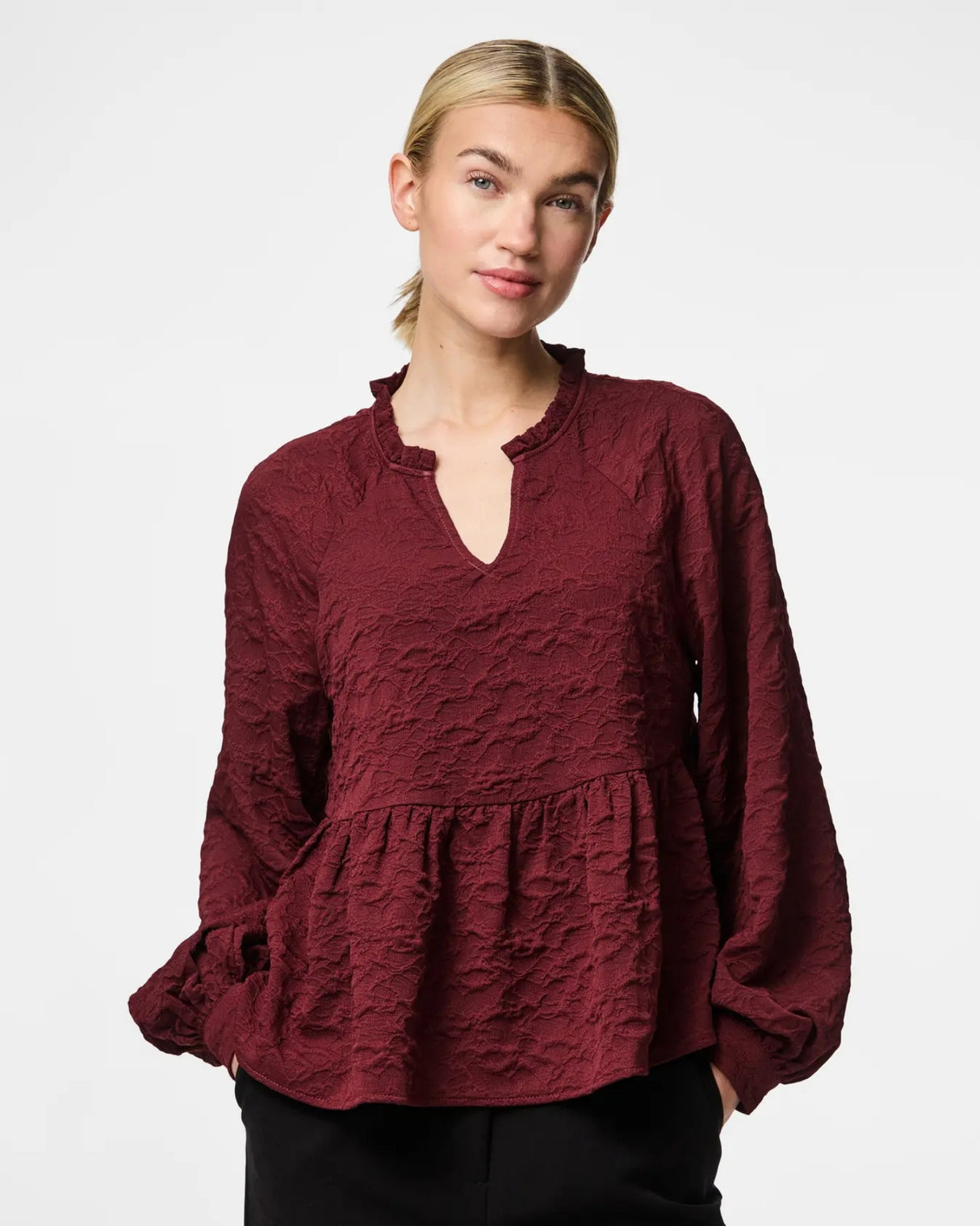 Rød - Tawny Port - Pieces - Bluse - 17160337