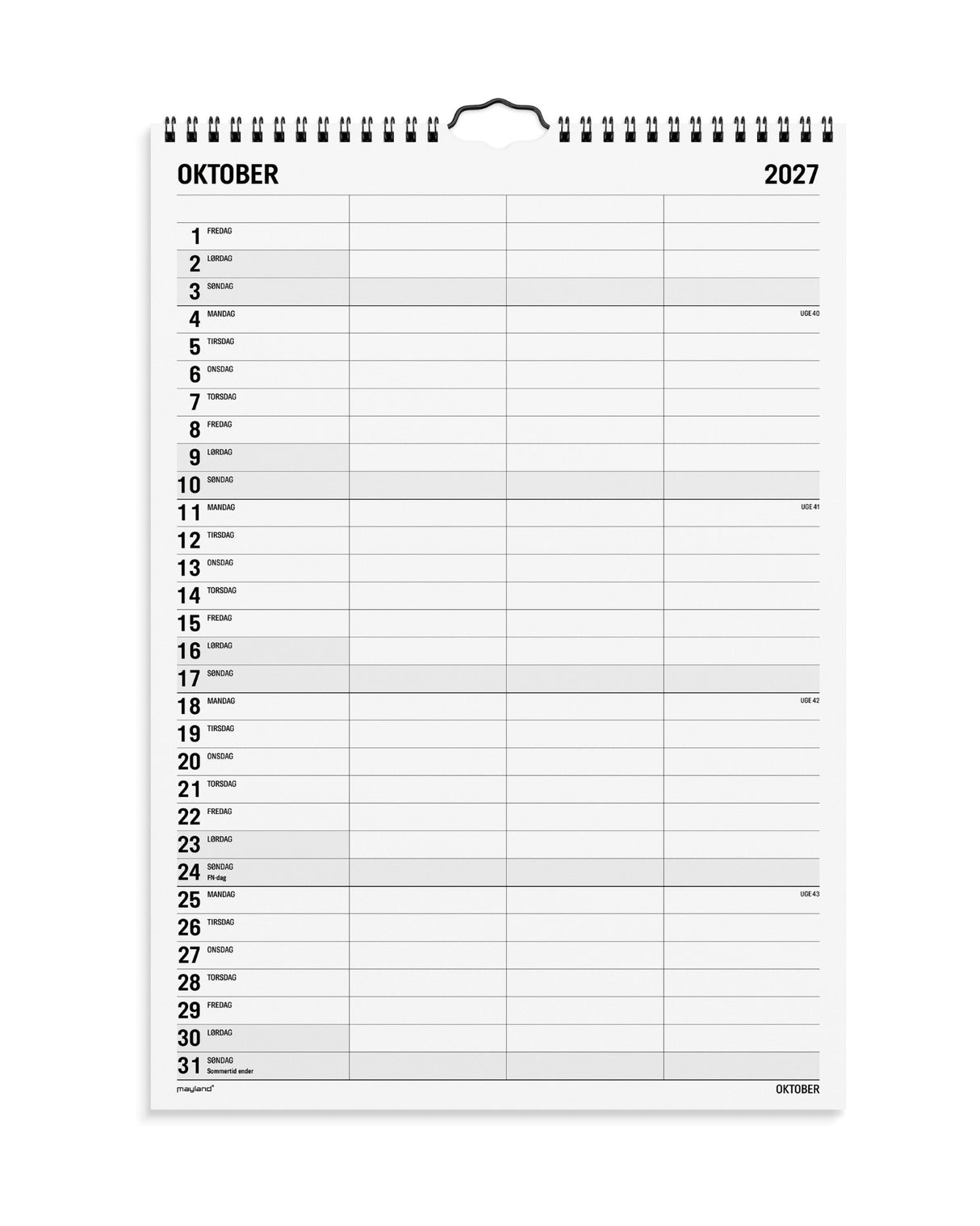 Familiekalender Sort Og Hvid 3 Stk. 2027