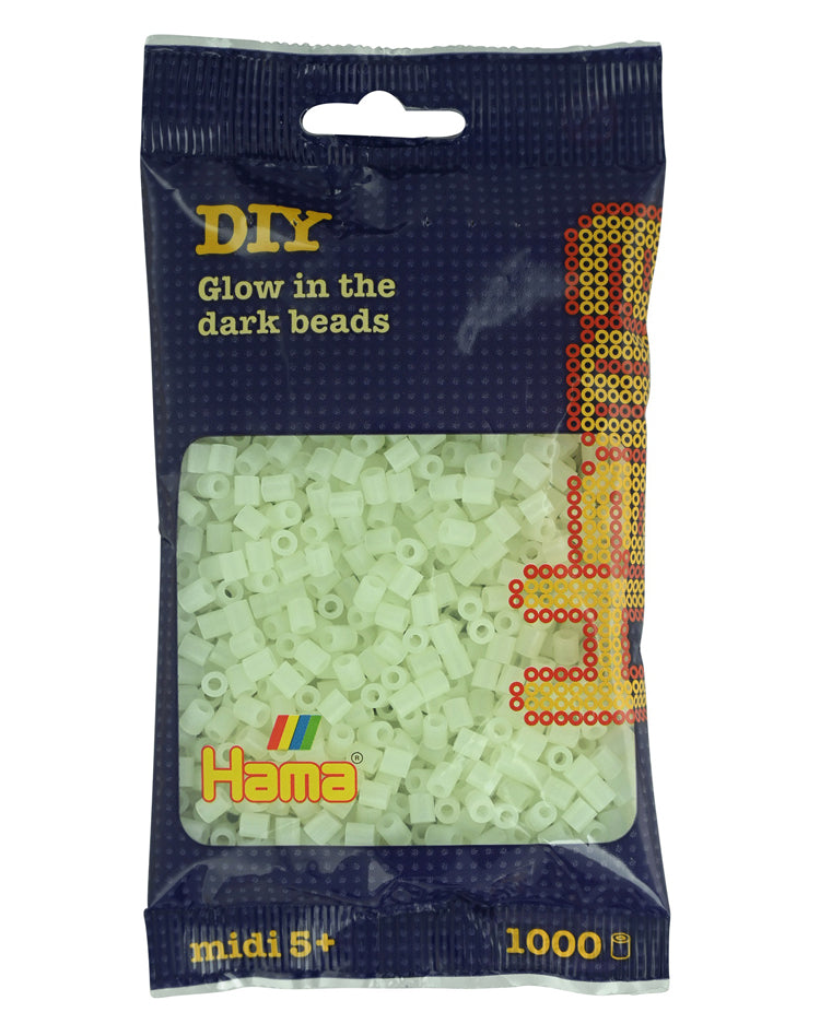 Hama perler 1000 stk - 207-55 selvlysende grøn