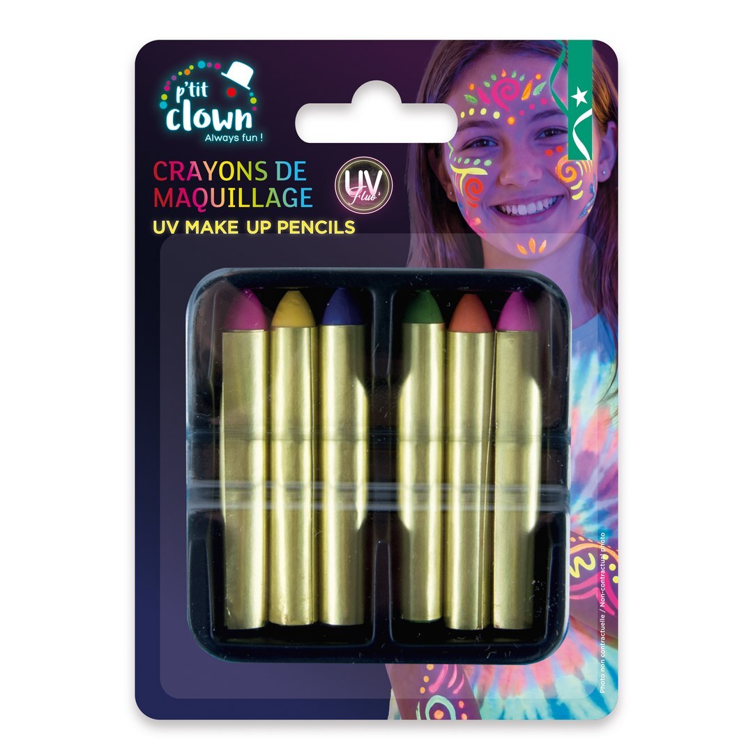 Sminke farver 6 stk - UV / fluoriserend