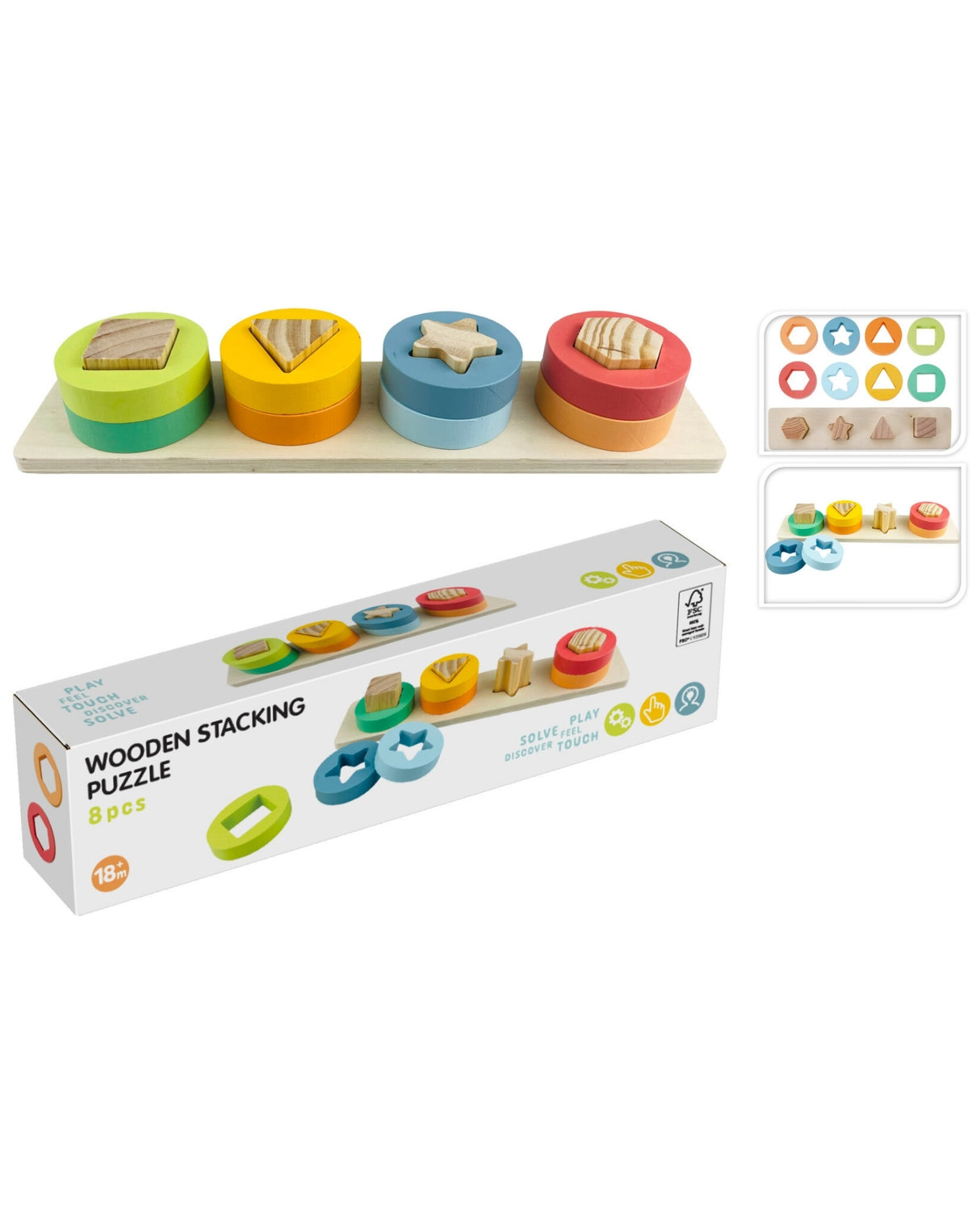 Puslespil i træ med former