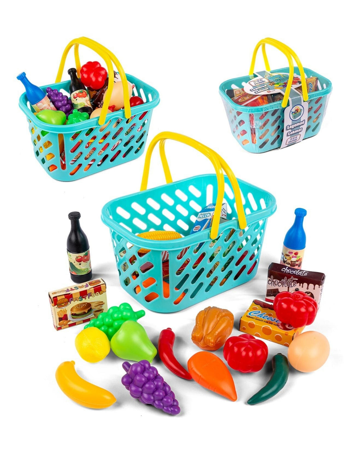 Play food in basket 29 pieces