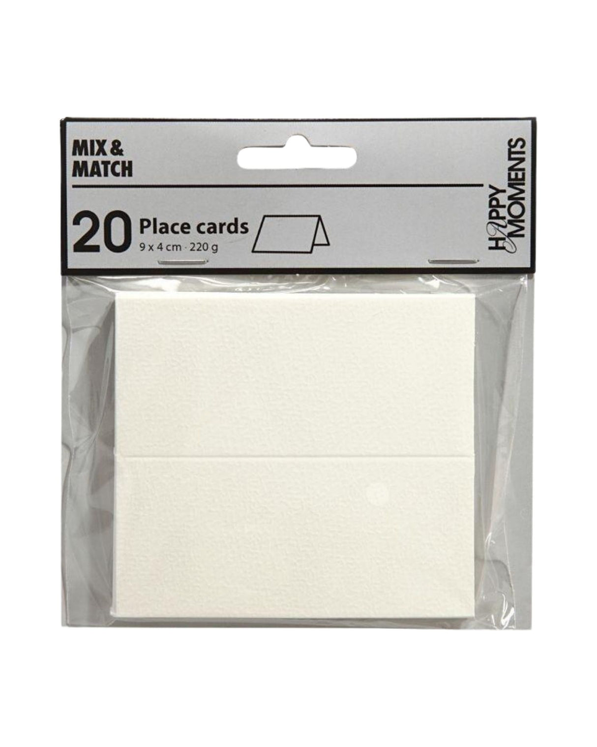 Place cards, size 9x4 cm, 220 g, white, 20 pcs./ 1 pack.