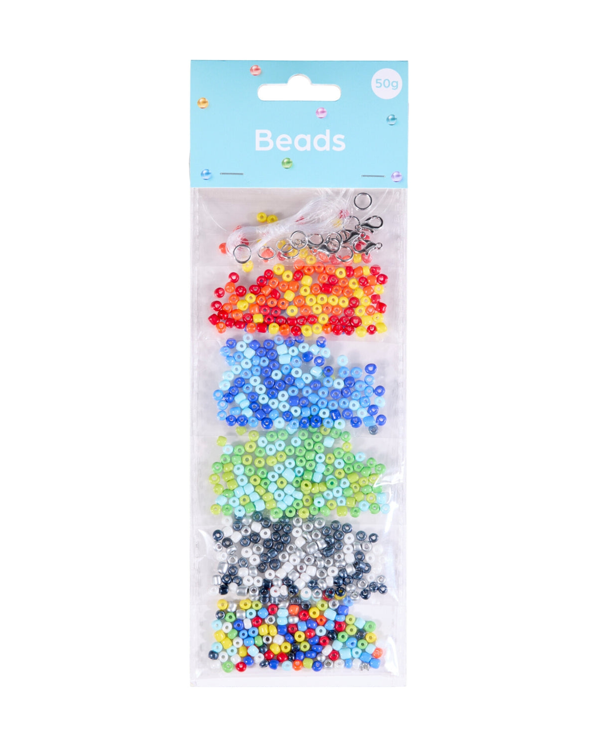 Perlesæt med farverige perler og tilbehør