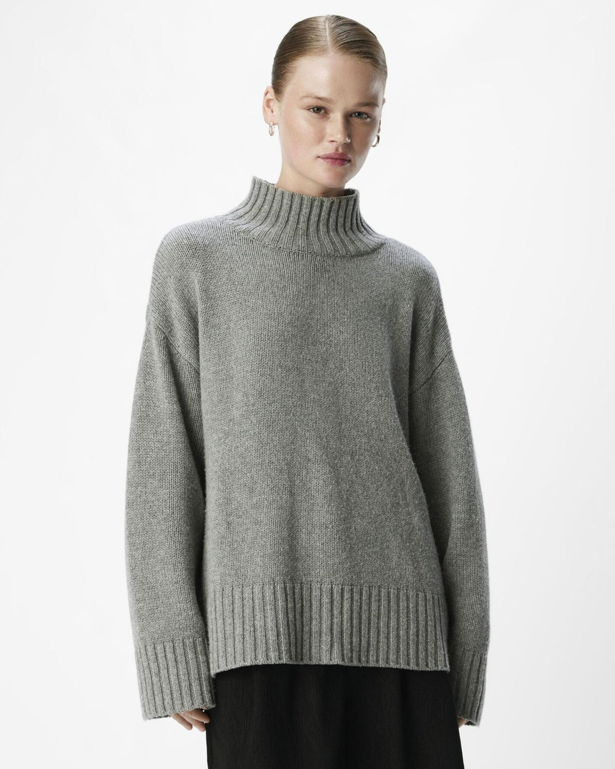 Grå - medium grey - Object - striktrøje - Uld - Cashmere - 23044659