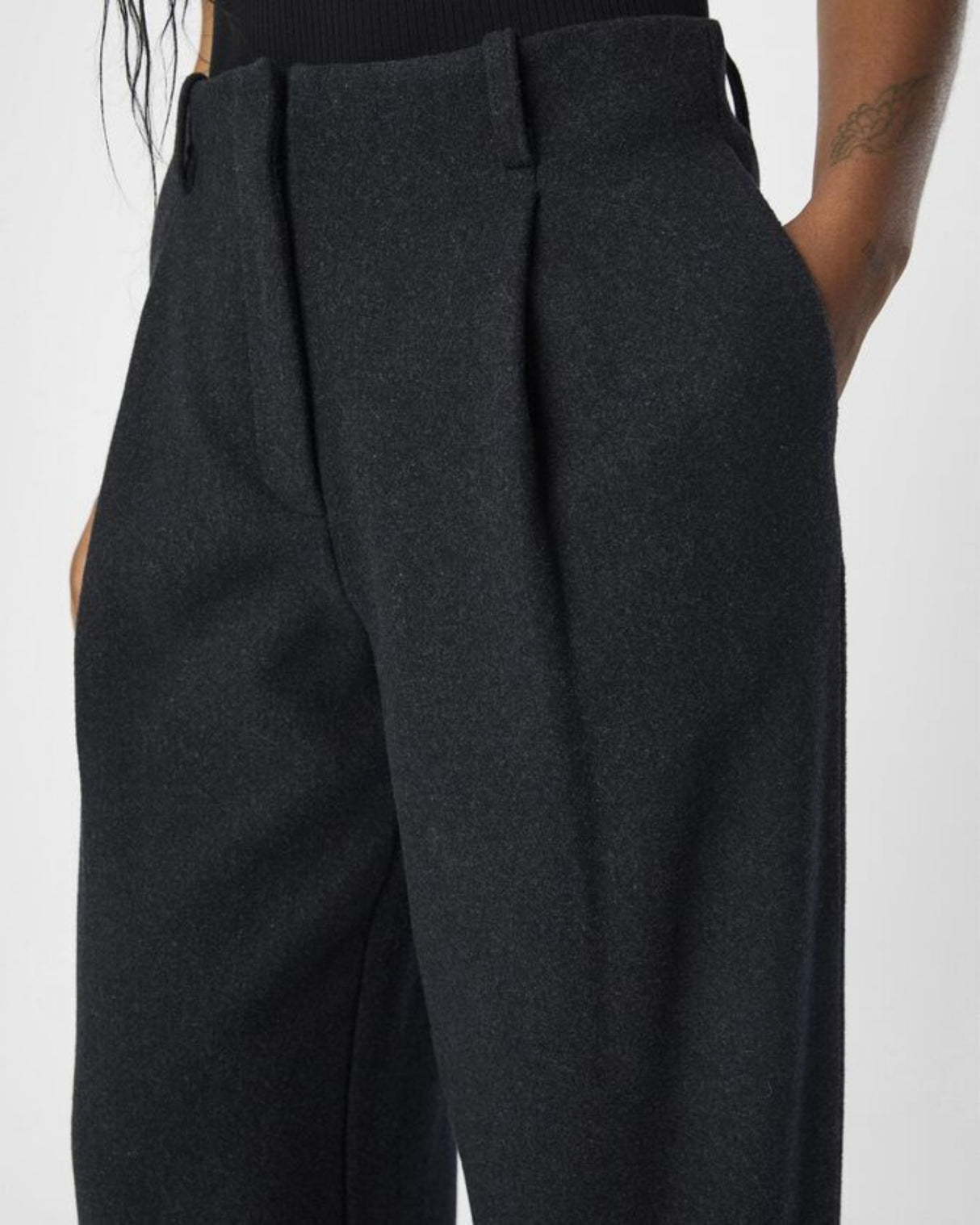 Grå - dark gray melange - Object - bukser - uld - 23045257