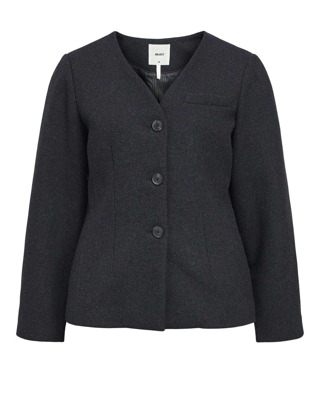 Grå - dark gray melange - Object - blazer jakke - 23045258