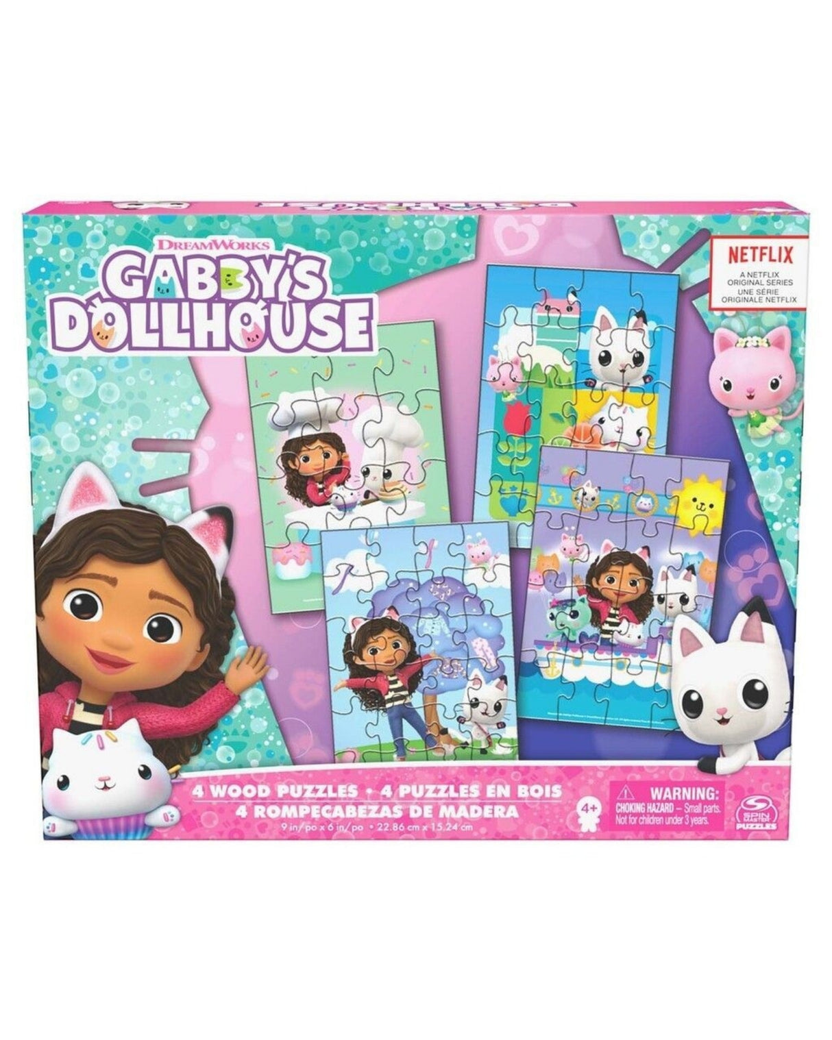 Gabby's Dollhouse Wood Puzzles 4 pack