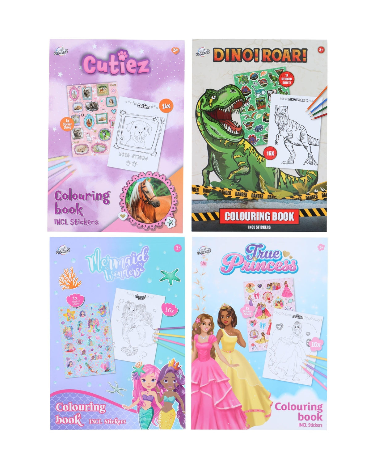 Malebog A4 med stickers og 16 sider