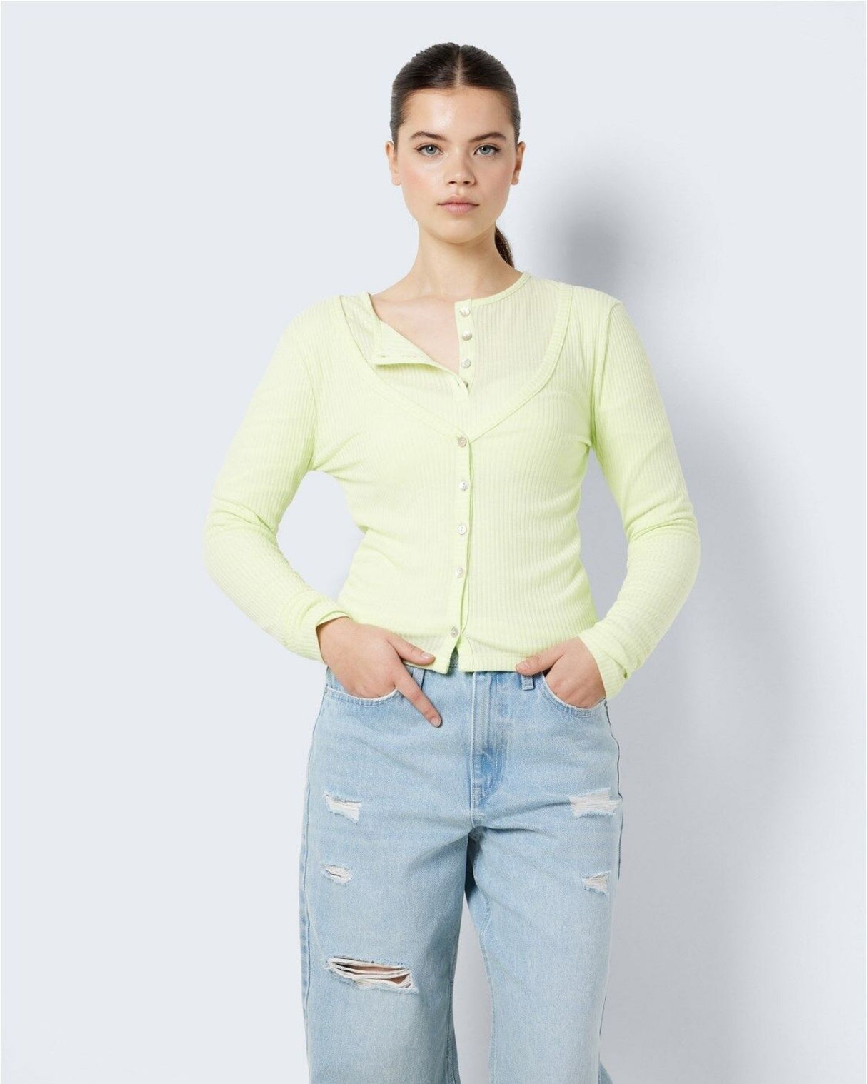 Lime - butterfly - Noisy May - rib cardigan - 27029945