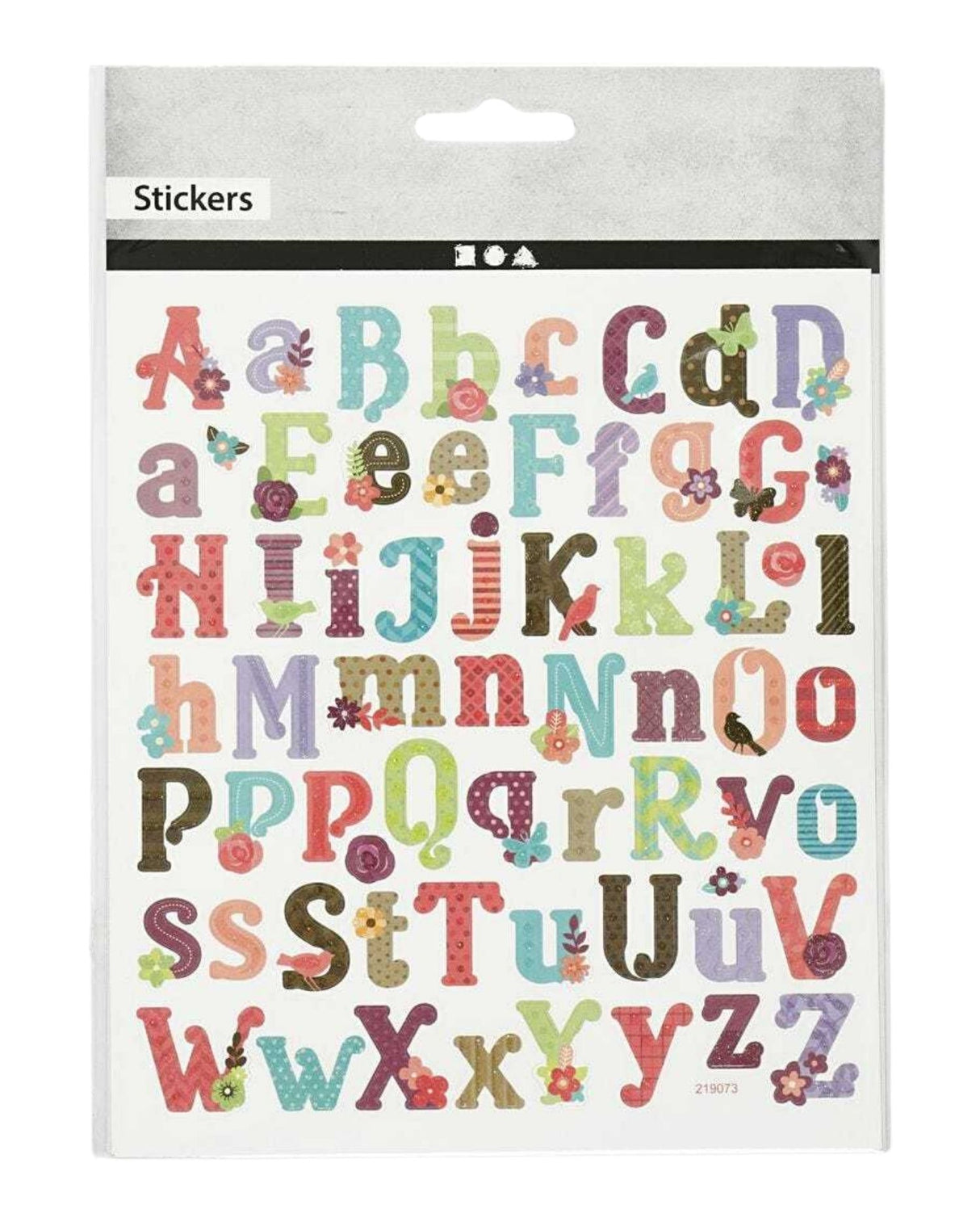 Stickers, alfabet, 15x16,5 cm, 1 ark