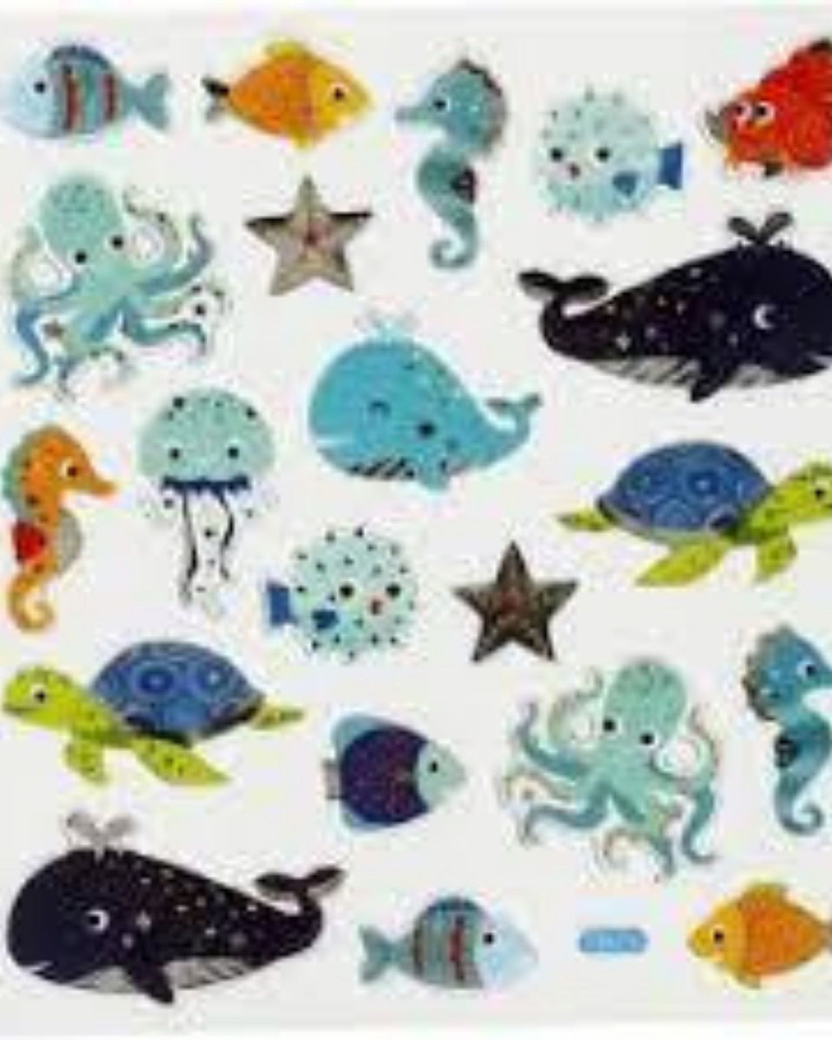 Klistermærker havets dyr, 15x16,5cm, 1 ark