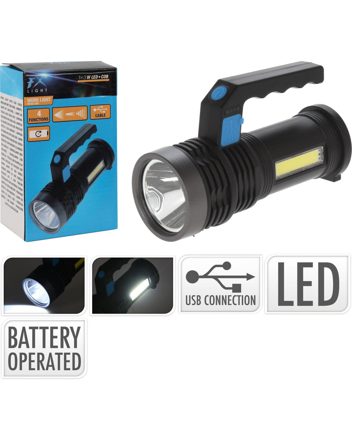 Lygte LED med 4 funktioner