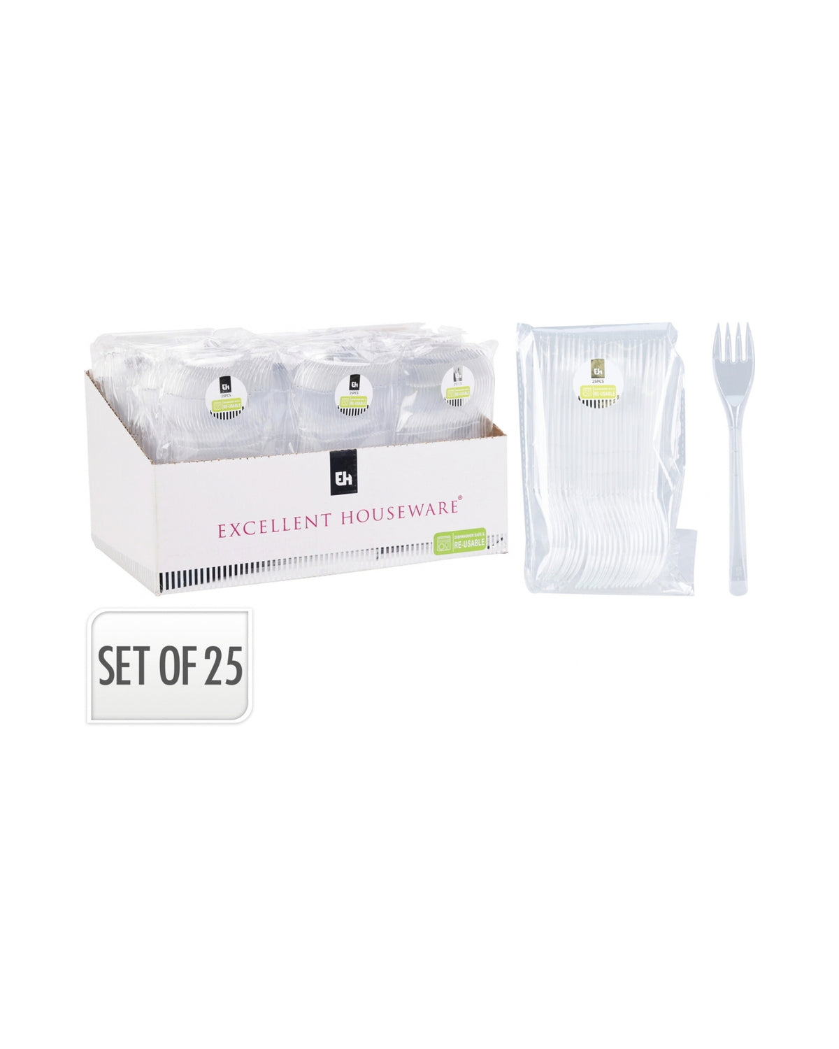 Genanvendeligt PS - gafler – 25 dele
