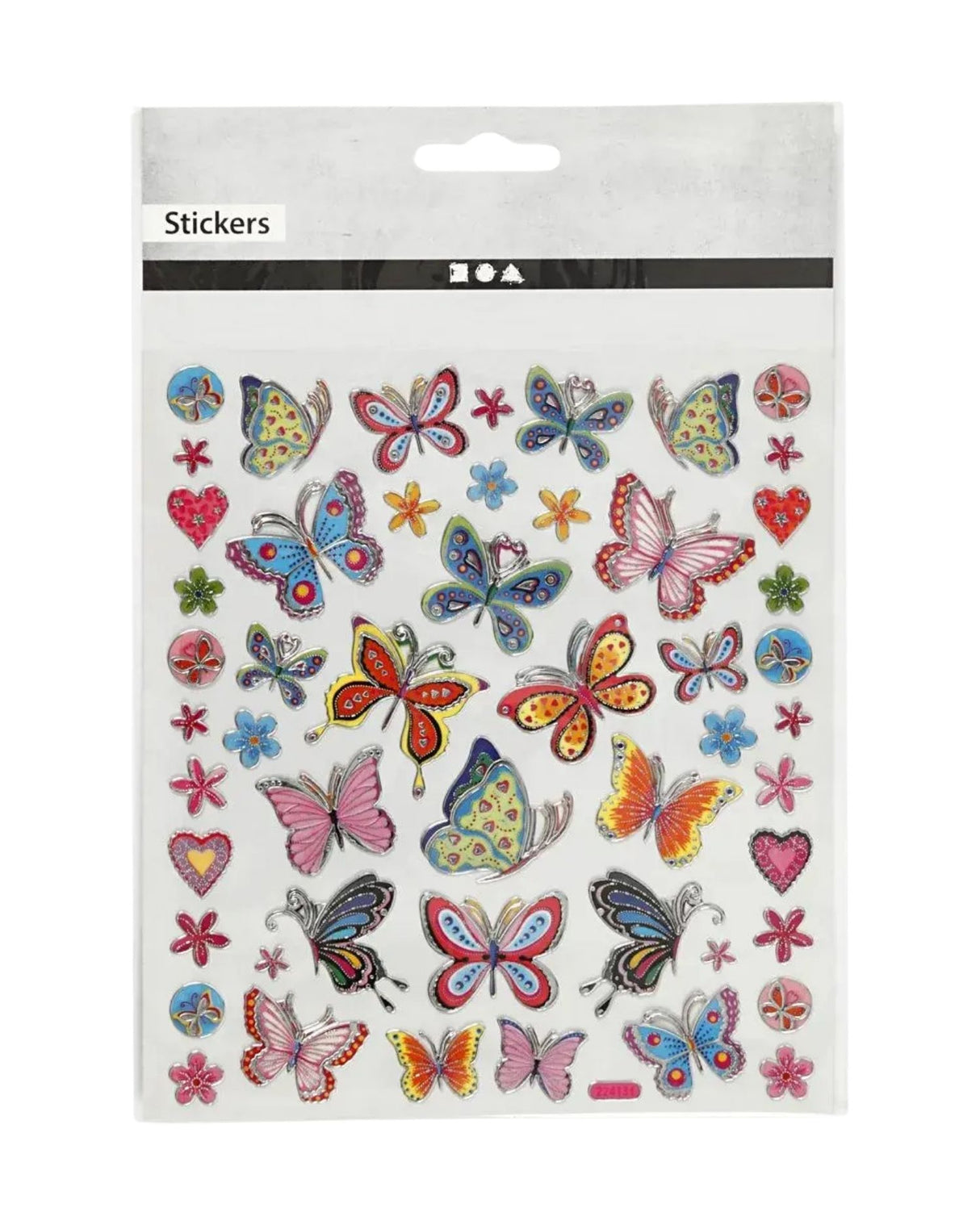 Stickers 1 Ark, Farverige Sommerfugle, 15x16,5 cm
