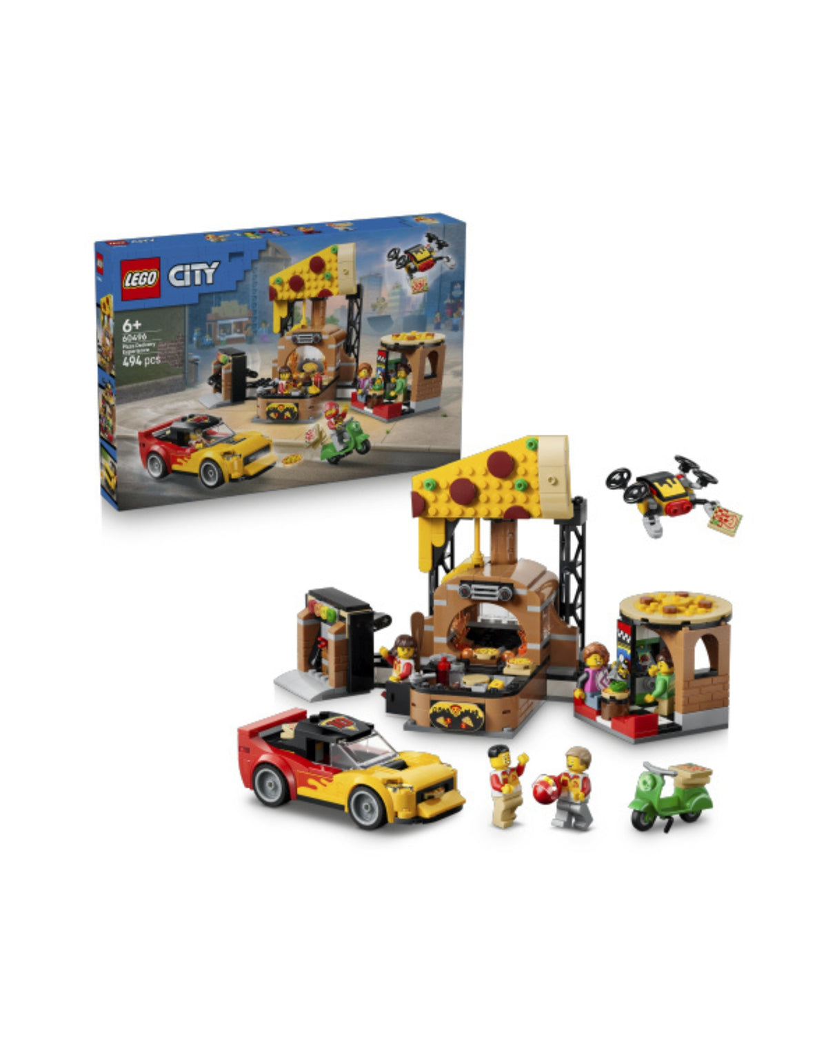 LEGO 60496 Pizzeria med udbringningsfartøjer - LEGO City 60496