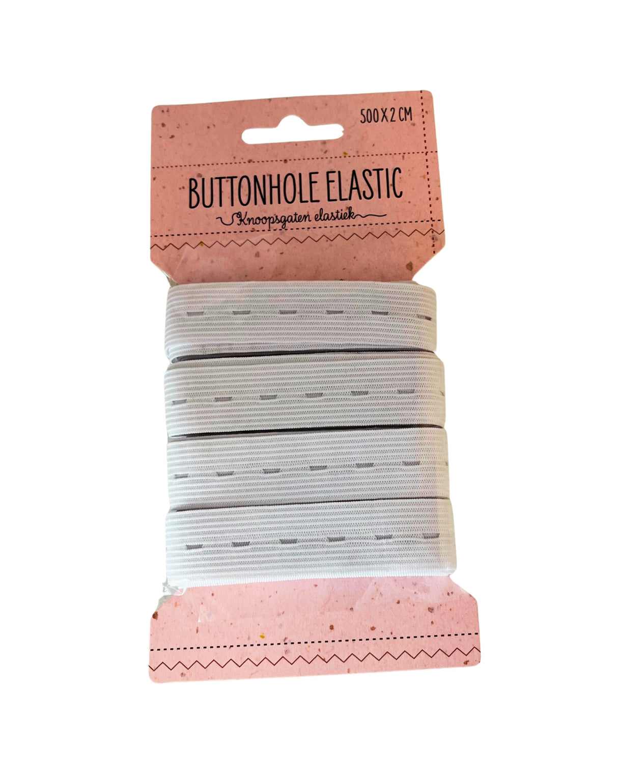 Elastik med knaphul – 5 meter, 2 cm bred (hvid)