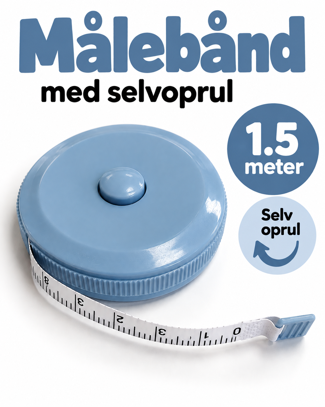 Målebånd med selvoprul – 1,5 meter