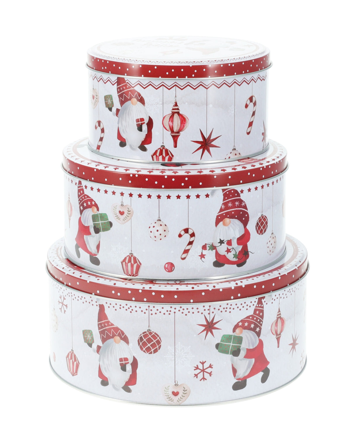 Kagedåser 3 stk runde med juledesign