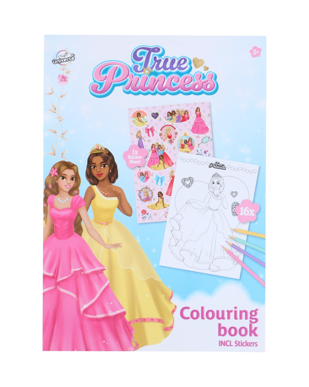 Malebog A4 med stickers og 16 sider