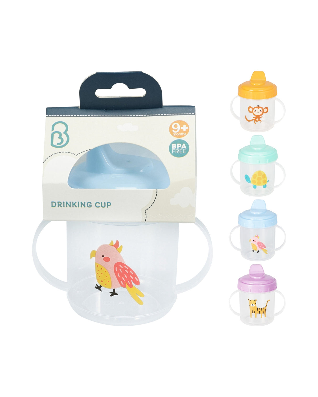 Drikkekrus med låg til baby – 4 farver