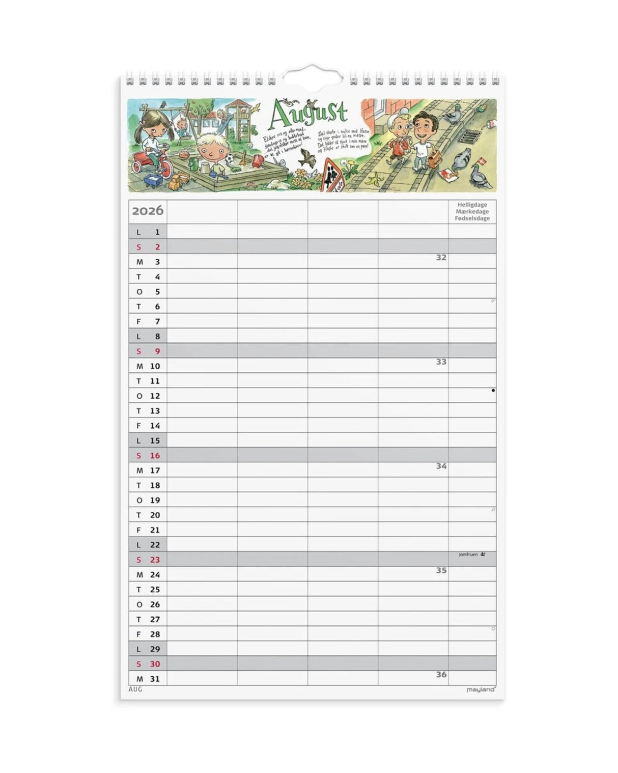 Familiekalender Otto Dickmeiss & Lilja Scherfig 4 kol. 2026 - Fra Mayland