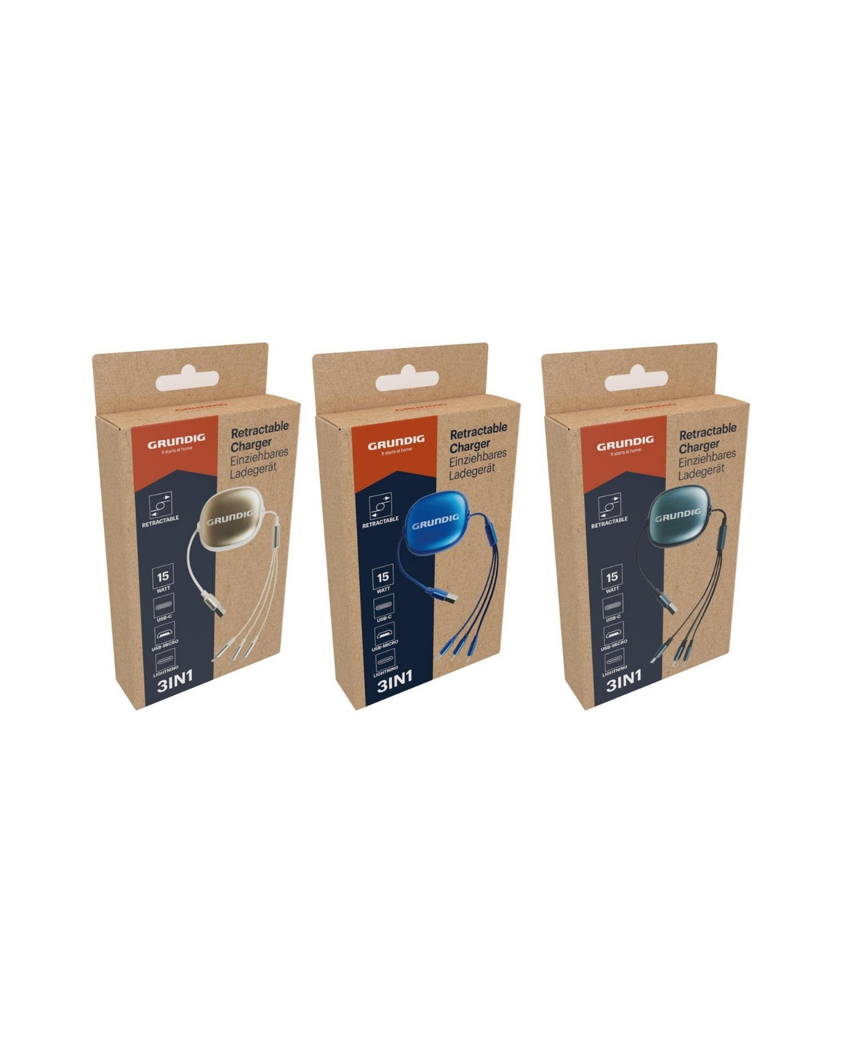 Ledning USB til USB C / Micro / Lightning