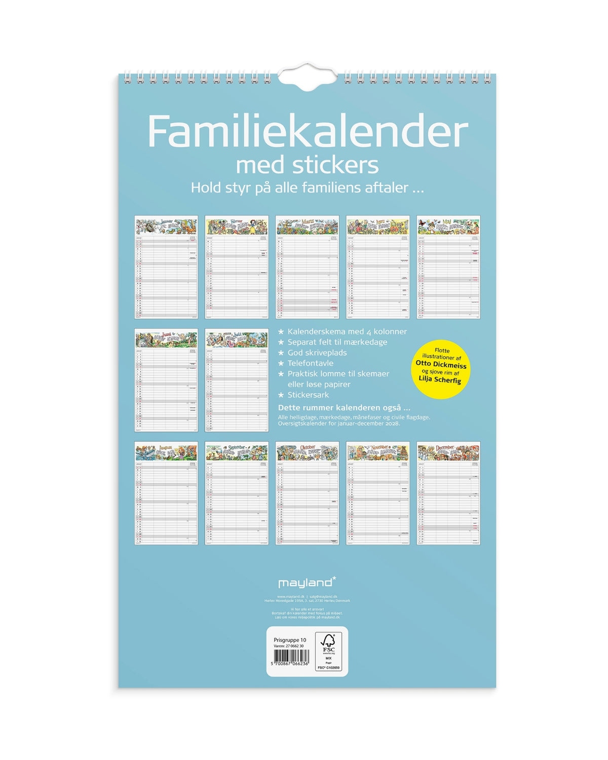 Familiekalender Otto Dickmeiss & Lilja Scherfig 4 kolloner 2027