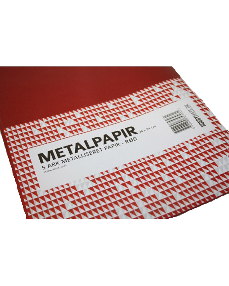 Glossy paper RED metallic 5 sheets 24x34 cm