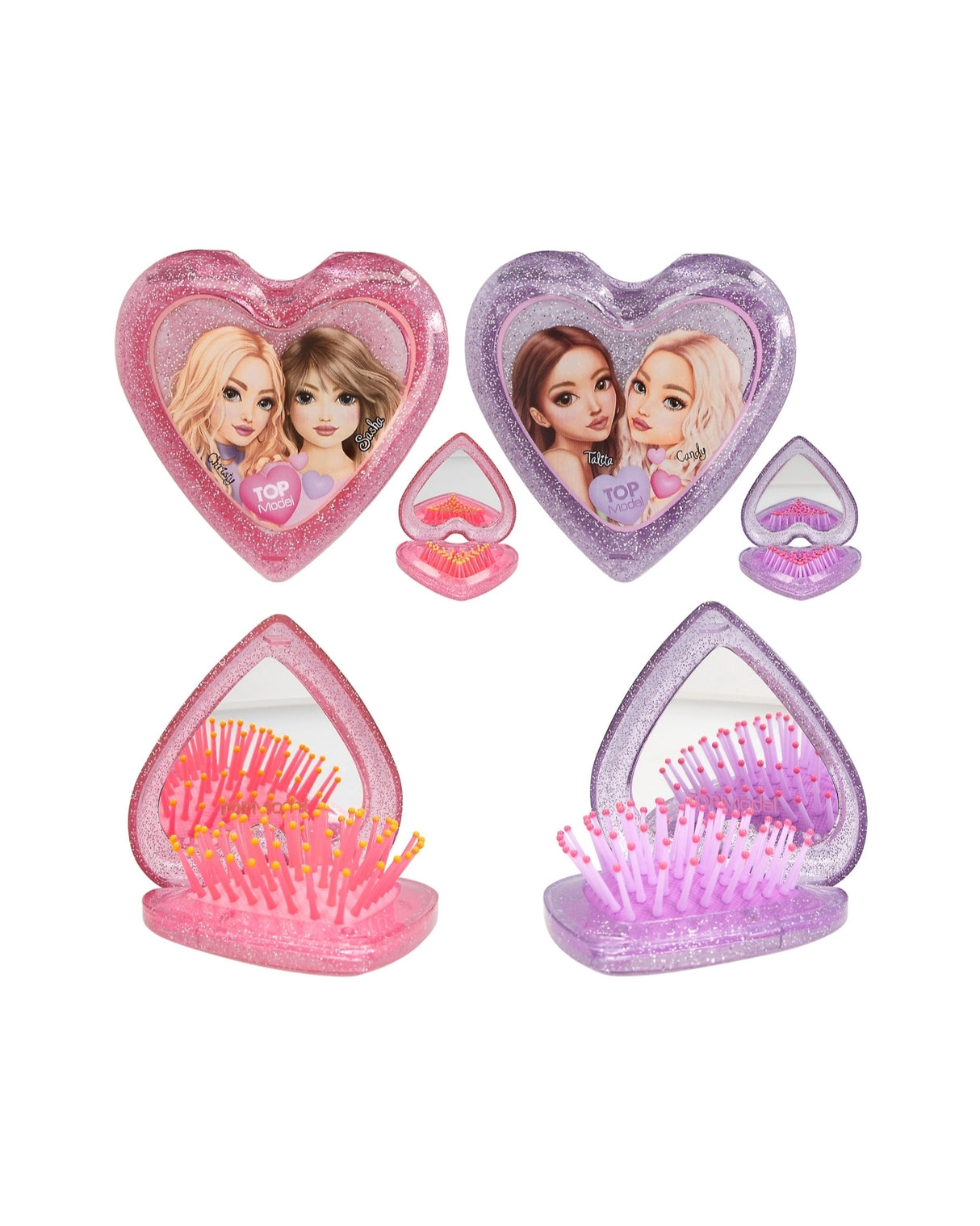 TOPModel Hairbrush with mirror BEAUTY and ME - heart-shaped