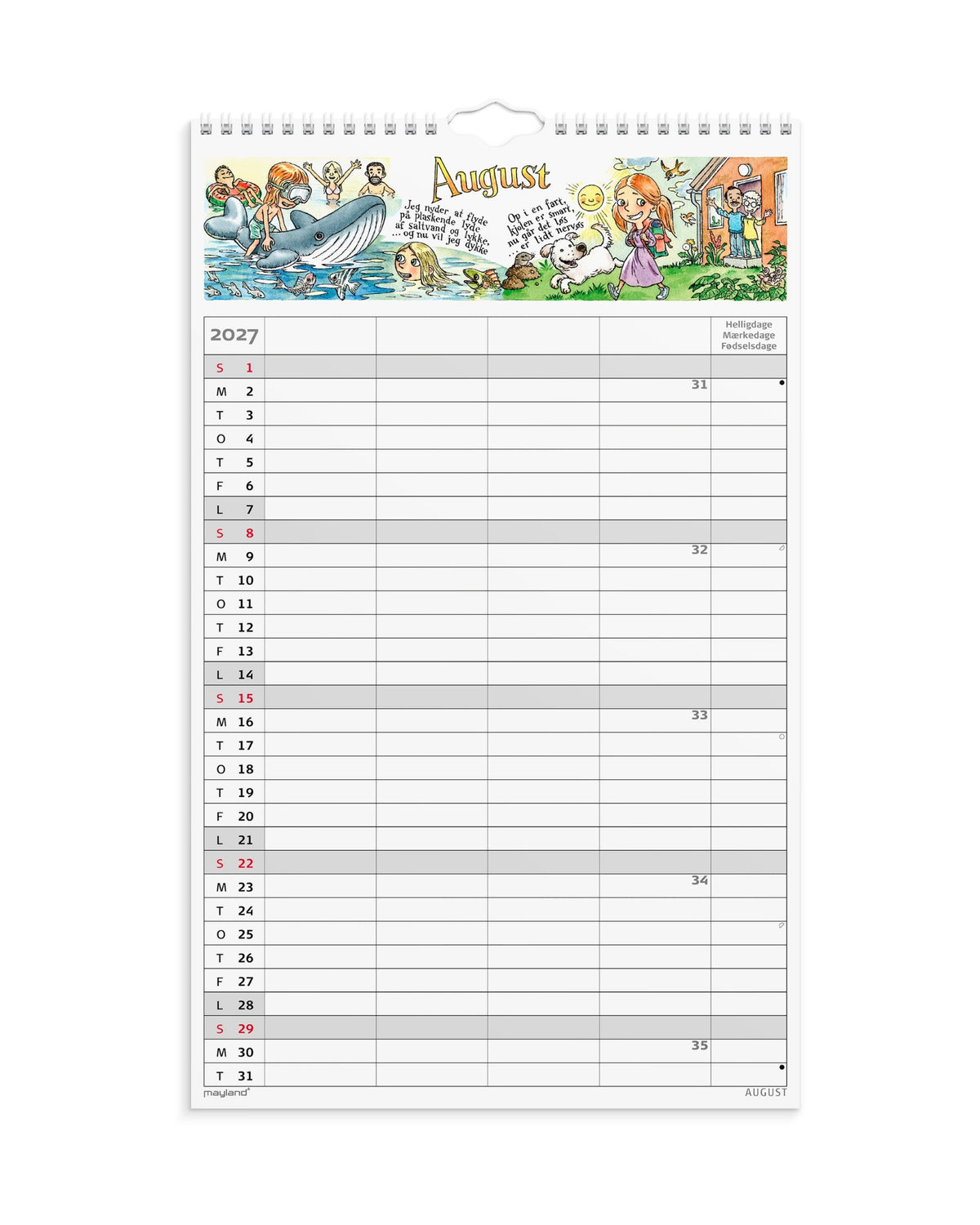 Familiekalender Otto Dickmeiss & Lilja Scherfig 4 kolloner 2027