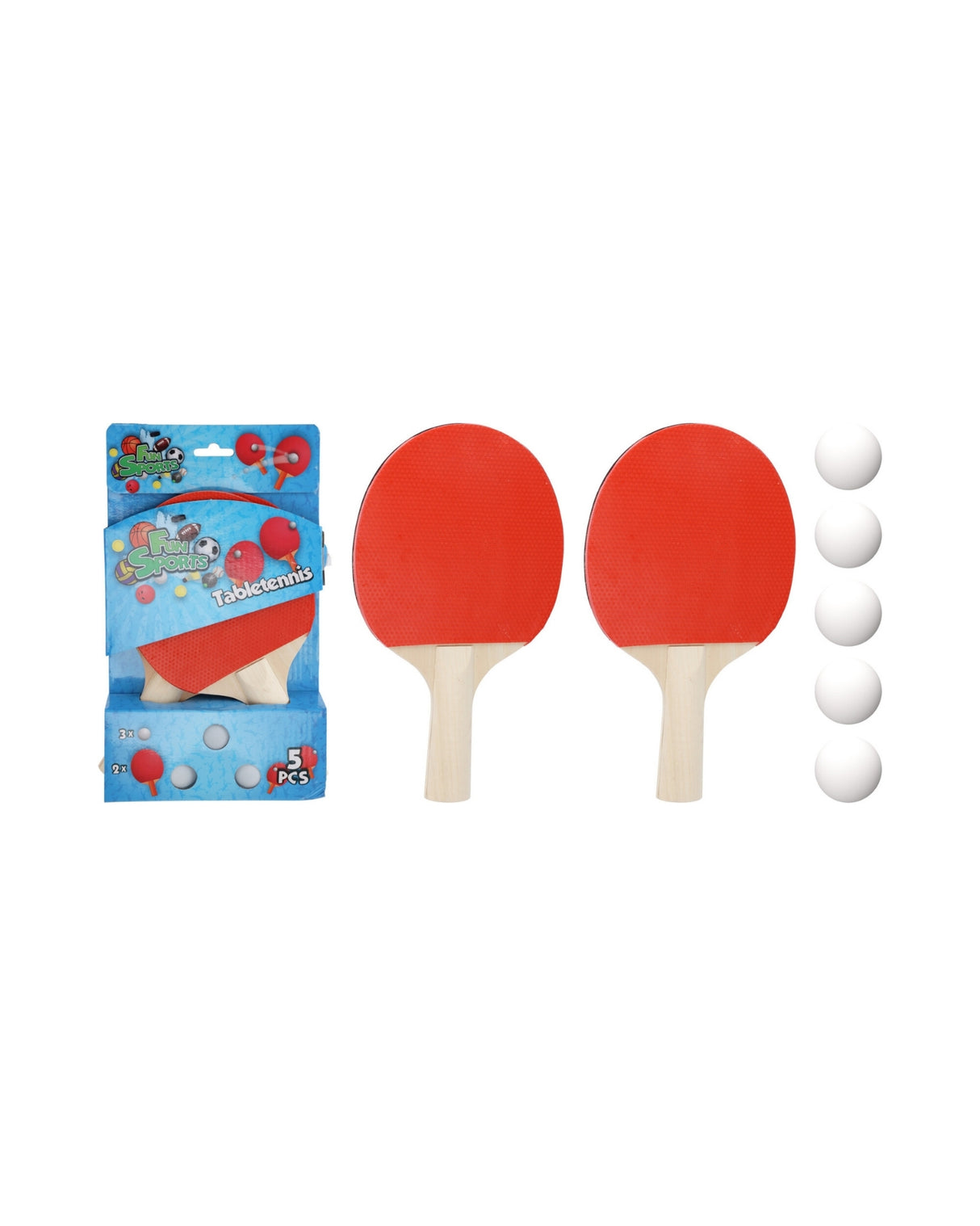 Bordtennissæt – 2 bat & 3 bolde
