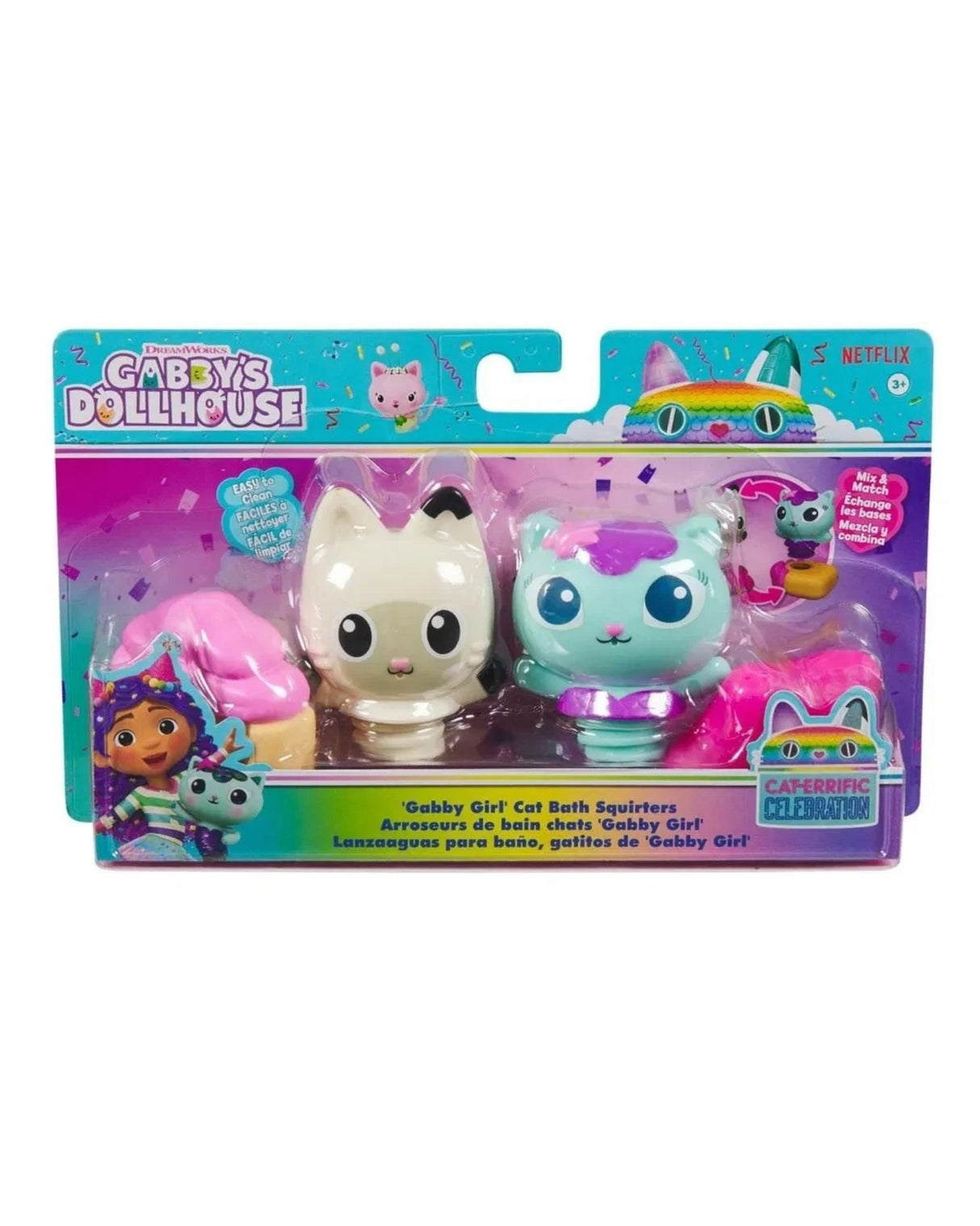 Gabby's Dollhouse Bath Squirter set w/2 figures