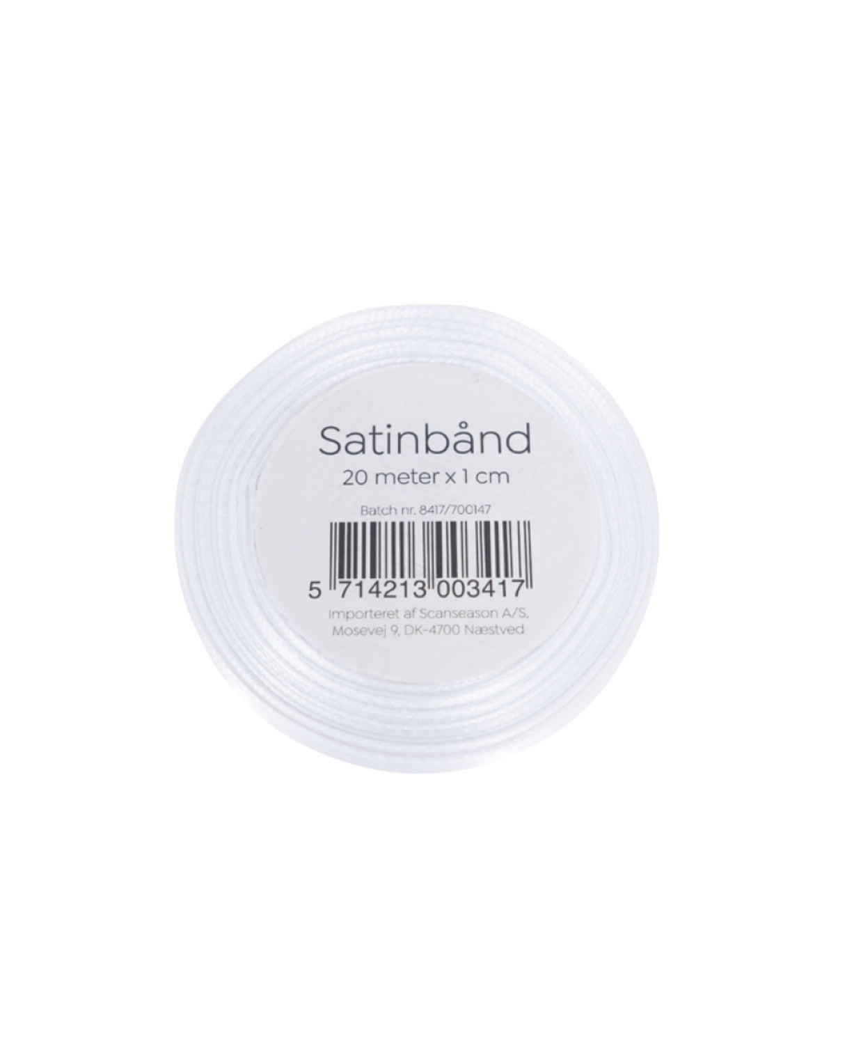 Satinbånd Hvid - 10 mm x 20 meter