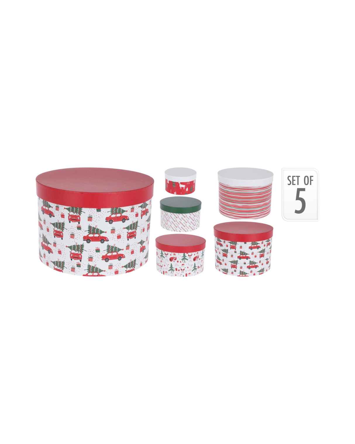Gift boxes round Christmas motif 5pcs