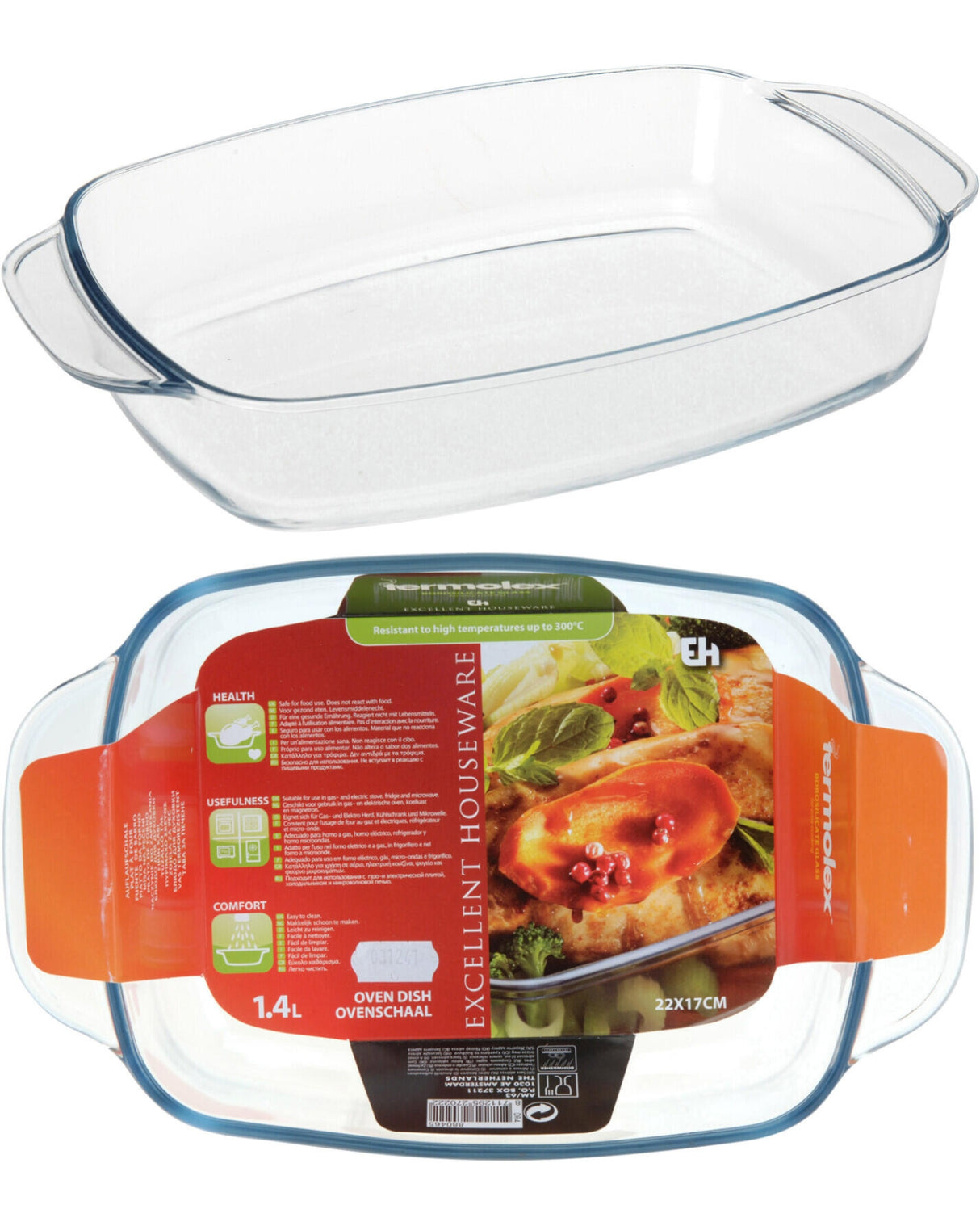 Ovnfast fad i glas 22x17cm 1,4 liter