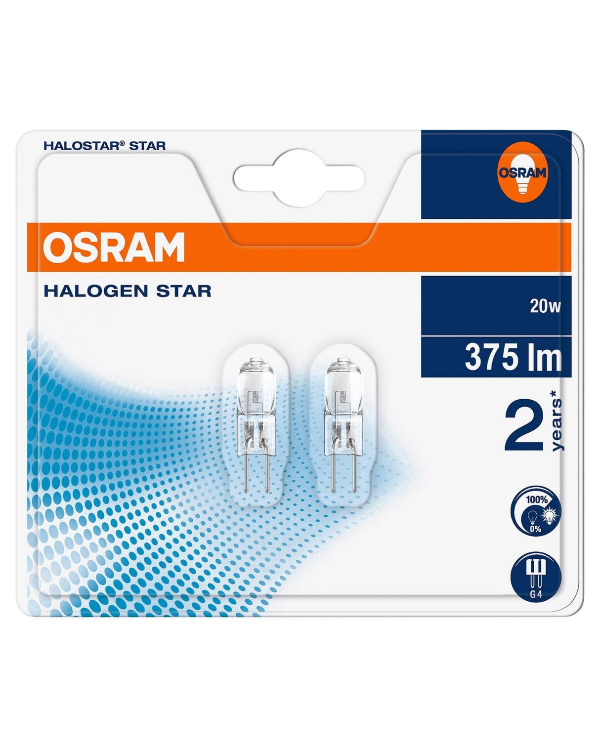 Halogen stifter 2 stk - 20W 300 lm