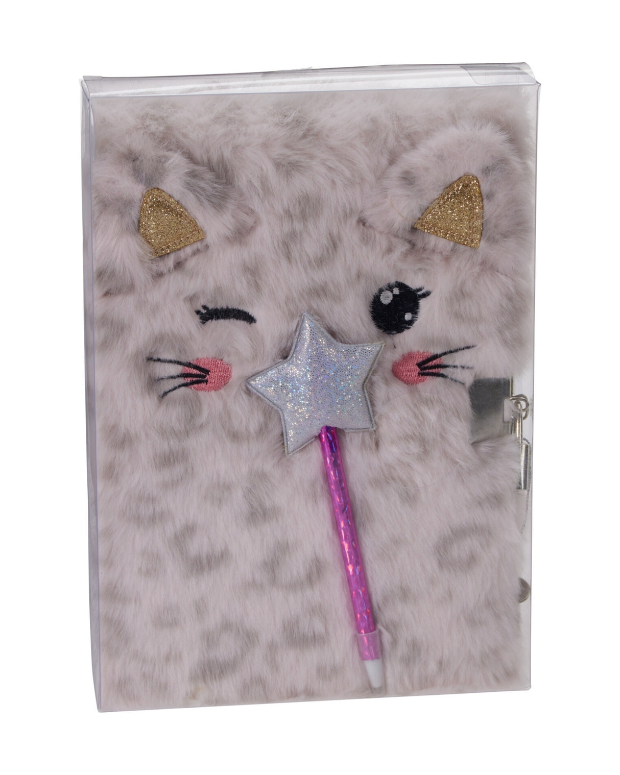 Notesbog A5 med plys og hængelås - Dagbog