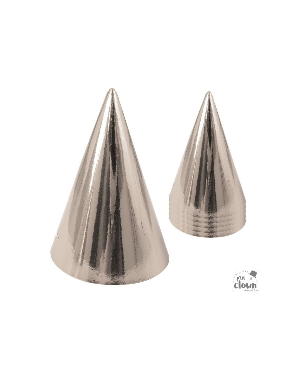 Hats 6 pcs in silver - Cone