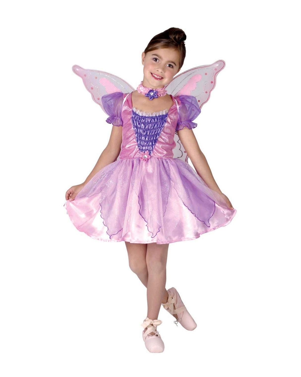 Ballet prinsesse med vinger og halssmykke 140 cm