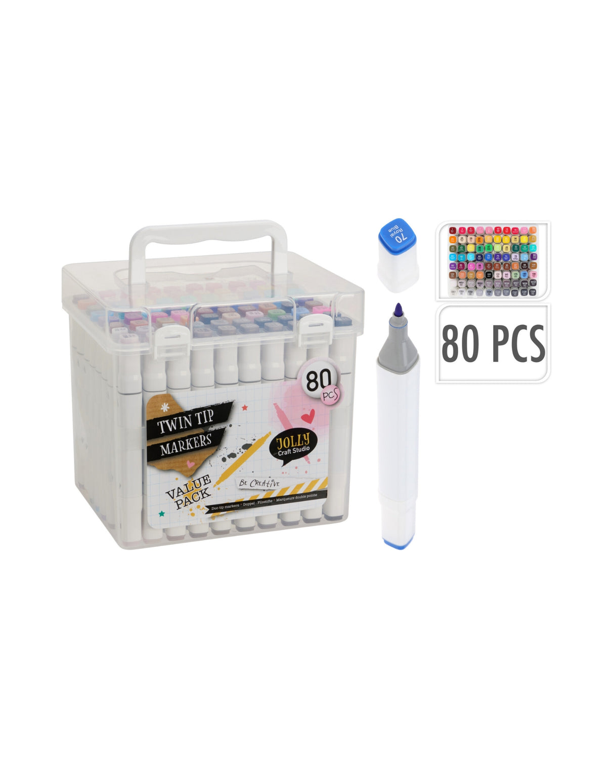 Duo-Tuscher – 80 stk. i æske med håndtag