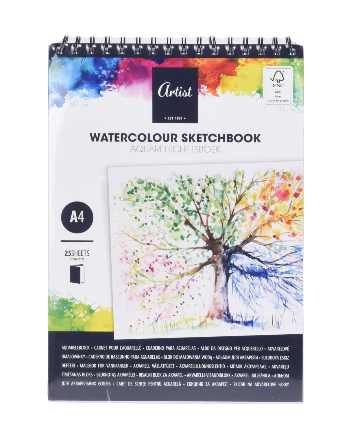 Blok A4 til vandfarve - Aquarel 160 gram - 25 ark