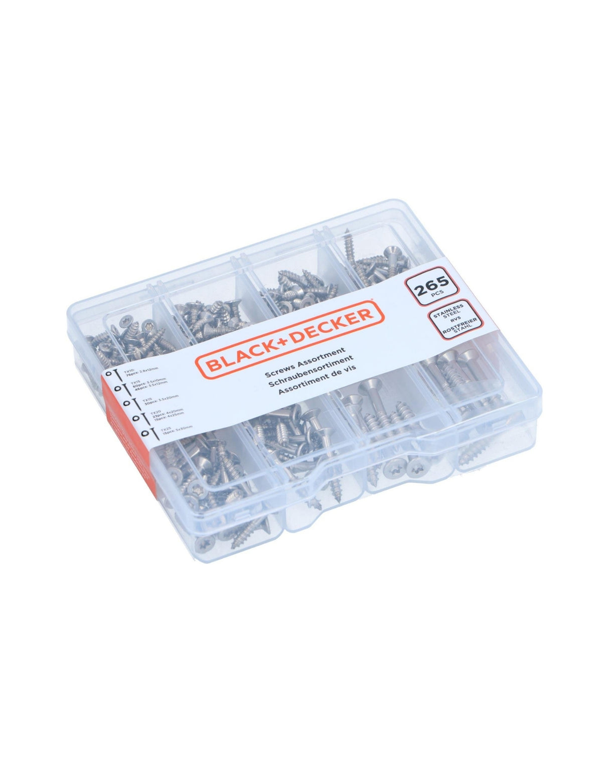 Skruer 265 stk - Med torx kærv - Black+Decker