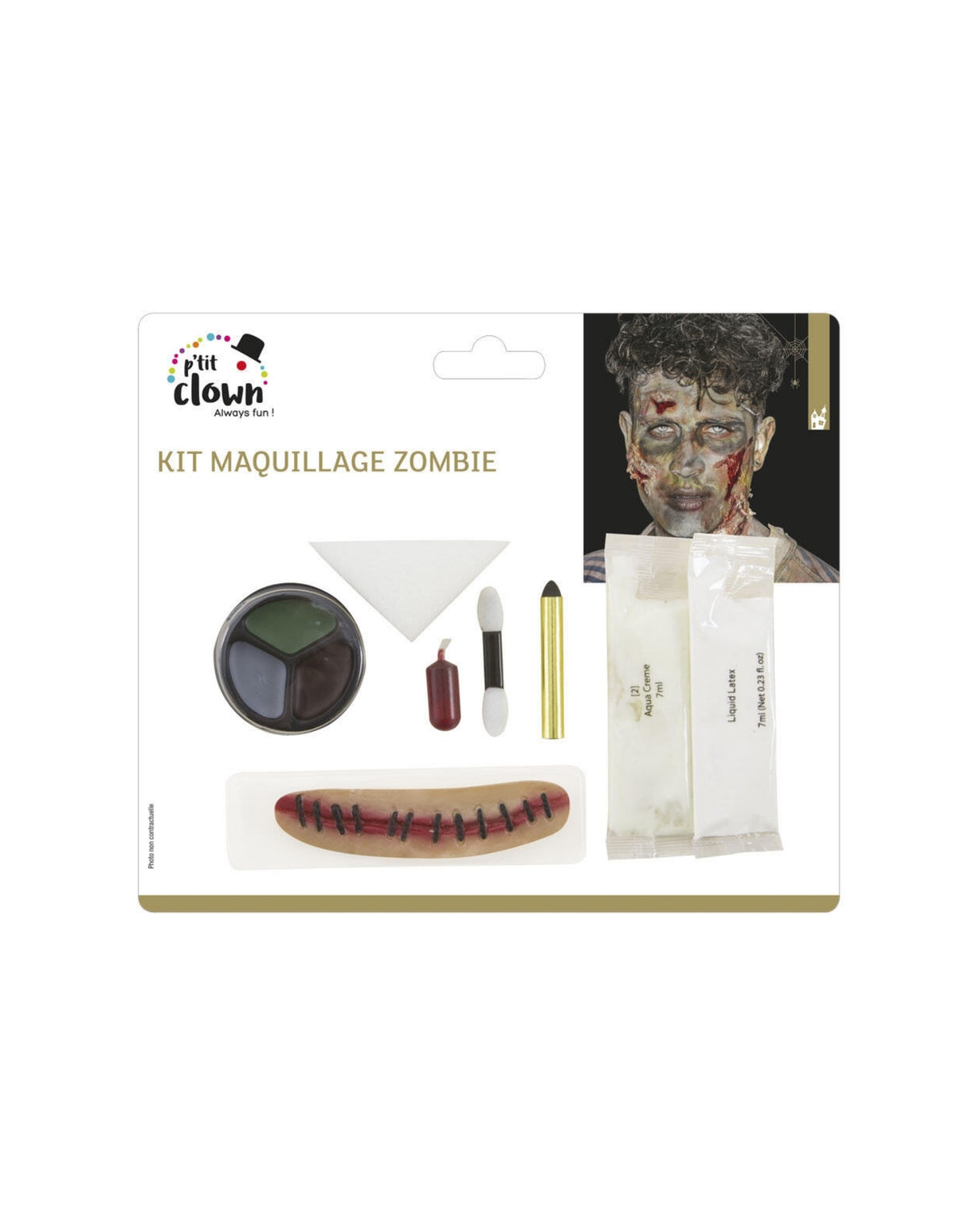 Zombie make-up med sår og latex